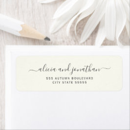 Etiqueta Elegante dirección de devolución de boda en crema 
