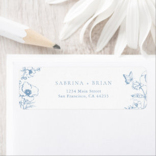 Etiqueta Elegante dirección de devolución de boda floral az