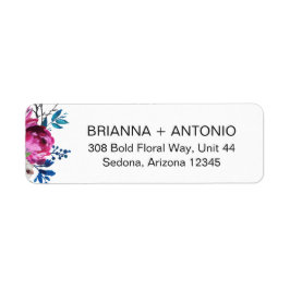 Etiqueta Elegante dirección de devolución de boda floral ro