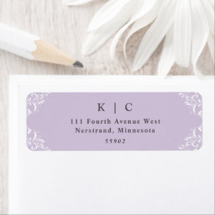 Etiqueta Elegante dirección de devolución de boda Lavanda L