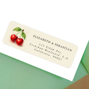 Etiqueta Elegante dirección de devolución de fruta de cerez