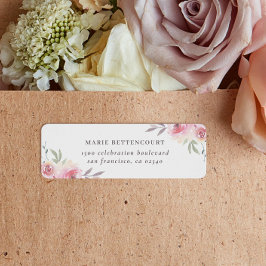 Etiqueta Elegante dirección de devolución de nombre floral 
