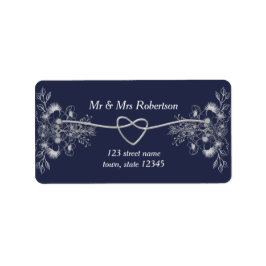 Etiqueta Elegante dirección de devolución en azul marino