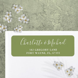 Etiqueta Elegante dirección de devolución en verde musgo co