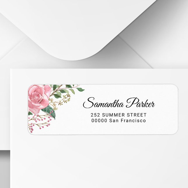 Etiqueta Elegante dirección de devolución floral acuarela r (Subido por el creador)