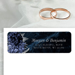 Etiqueta Elegante dirección de devolución floral azul marin