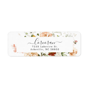 Etiqueta Elegante dirección de devolución floral Boho manus