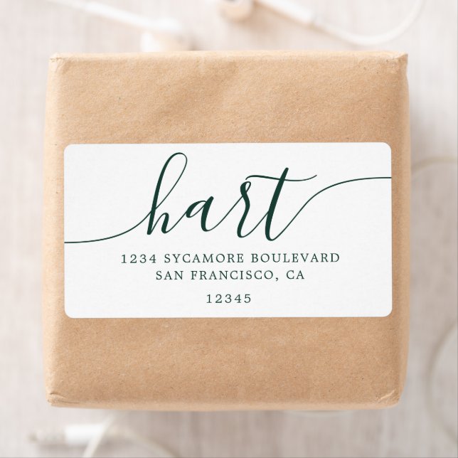 Etiqueta Elegante dirección de familia de guión verde oscur (In situ)