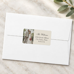 Etiqueta Elegante dirección de foto de boda en beige neutro