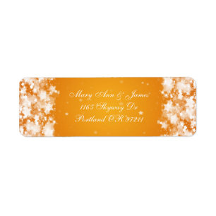 Etiqueta Elegante dirección de matrimonio Naranja de estrel