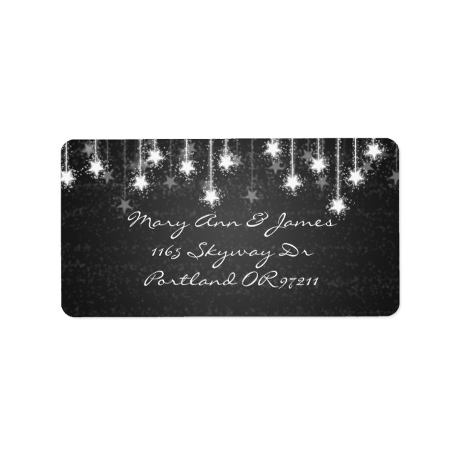 Etiqueta Elegante dirección de matrimonio Shimmering Stars  (Frente)