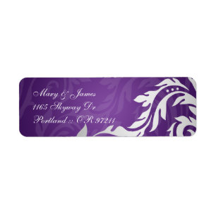 Etiqueta Elegante dirección de matrimonio Swirly Flourish P