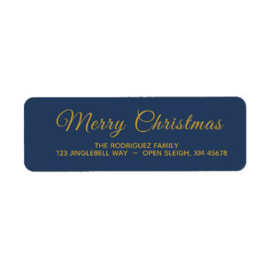 Etiqueta Elegante dirección de regreso de navidad azul de