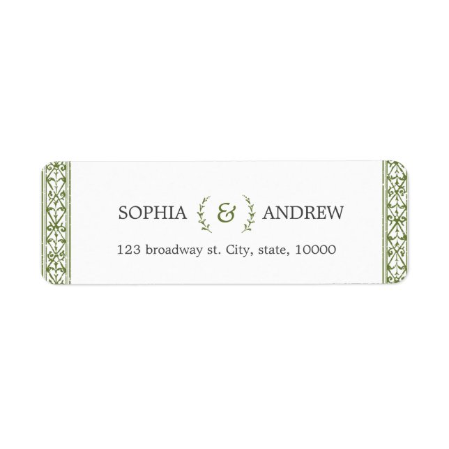 Etiqueta Elegante dirección de retorno clásico (Frente)