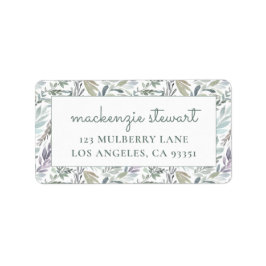 Etiqueta Elegante dirección de retorno de acuarela botánica