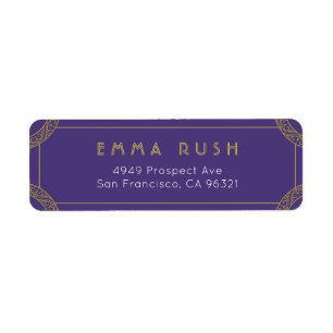 Etiqueta Elegante dirección de retorno de Art Deco Purple 