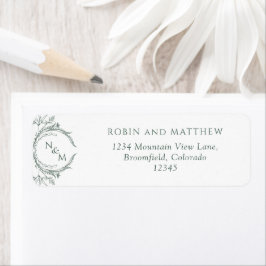 Etiqueta Elegante dirección de retorno de Boda de Monograma