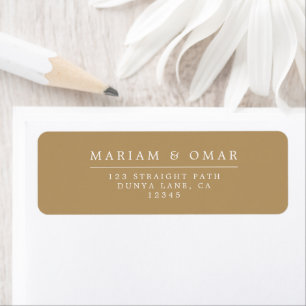 Etiqueta Elegante Dirección de Retorno de Boda de Oro Minim