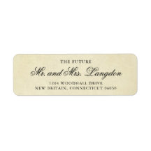 Elegante dirección de retorno de boda vintage