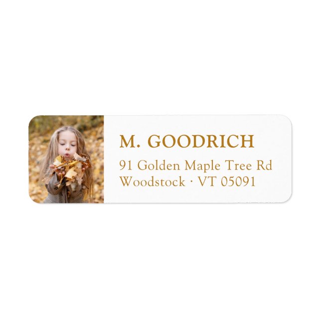 Etiqueta Elegante Dirección de Retorno de Foto Ochre Fall (Frente)