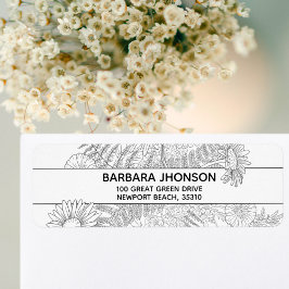 Etiqueta Elegante dirección de retorno de la margarita blan