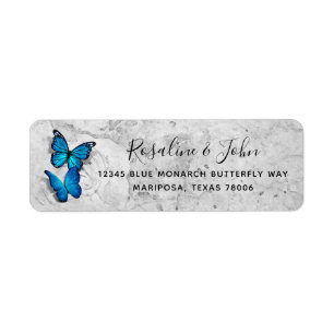 Etiqueta Elegante dirección de retorno de mariposa azul co