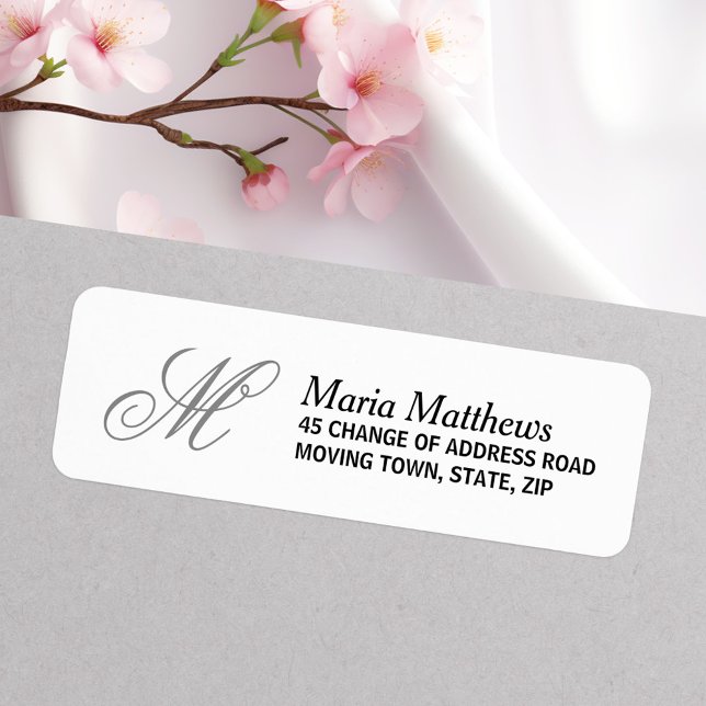 Etiqueta Elegante dirección de retorno de monograma (Elegant monogram return address label)