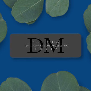 Etiqueta Elegante dirección de retorno de monograma negro g