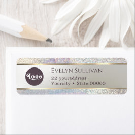 Etiqueta Elegante dirección de retorno de ondas de color pu