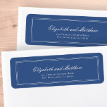 Etiqueta Elegante dirección de retorno del Boda azul clásic<br><div class="desc">Compuesto por simples marcos rectos con escritura cursiva clásica y tipografía serif. Estos elementos son sencillos,  atemporales y clásicos. Este es el diseño exclusivo de la revista White Paper Birch Co. para Zazzle. Disponible aquí: http://www.zazzle.com/store/whitepaperbirch</div>