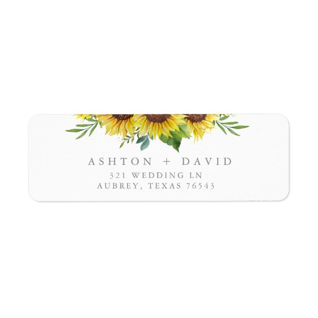 Etiqueta Elegante dirección de retorno del Boda de girasol (Frente)