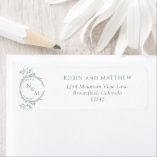 Etiqueta Elegante dirección de retorno del Boda de Monogram
