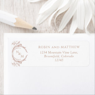 Etiqueta Elegante dirección de retorno del Boda de monogram