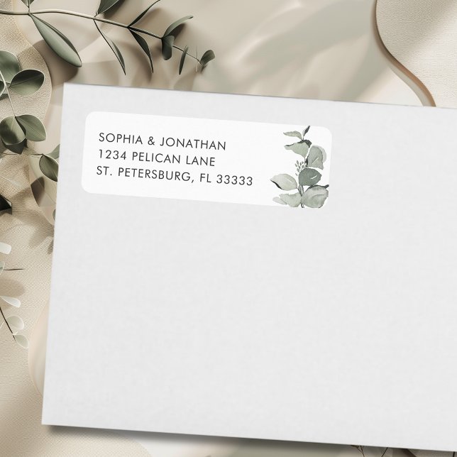 Etiqueta Elegante dirección de retorno del Boda Eucalyptus (Elegant Eucalyptus Wedding Return Address Label)
