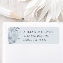 Elegante dirección de retorno del Boda floral azul