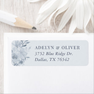 Etiqueta Elegante dirección de retorno del Boda floral azul