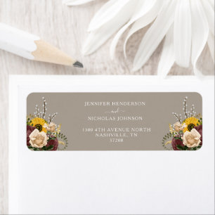 Etiqueta Elegante dirección de retorno del Boda Floral de T