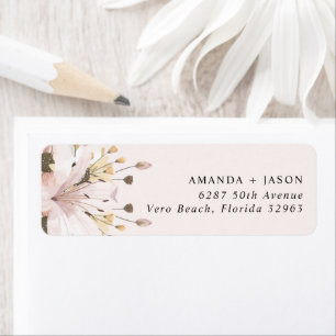 Etiqueta Elegante dirección de retorno del Boda floral rosa