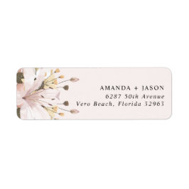 Etiqueta Elegante dirección de retorno del Boda floral rosa