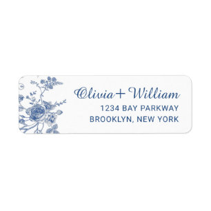 Etiqueta Elegante dirección de retorno floral azul victoria