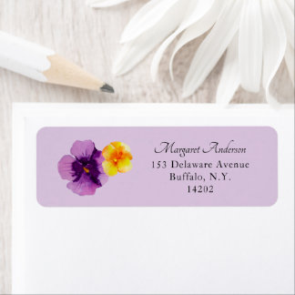 Etiqueta Elegante dirección de retorno floral de color púrp