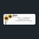 Etiqueta Elegante Dirección de Retorno Floral del Eucalyptu<br><div class="desc">Crea un moderno sello de dirección con Floral de girasol con esta bonita plantilla con un bonito ramo rústico floral, marco geométrico de efecto dorado, con una moderna tipografía simple. CONSEJO: En la colección que se muestra a continuación se encuentran disponibles tarjetas de suite boda como RSVP, programas de boda,...</div>