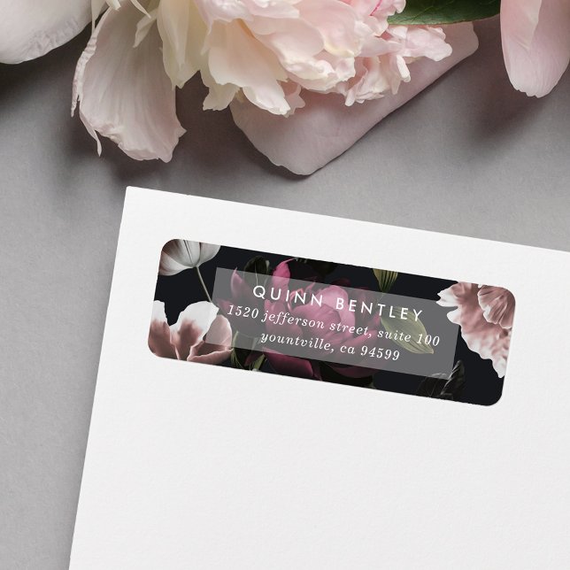 Etiqueta Elegante dirección de retorno floral oscuro (Subido por el creador)