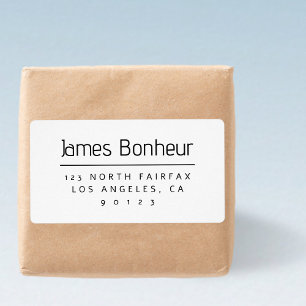 Etiqueta Elegante dirección de retorno moderna en blanco y 