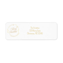 Elegante dirección de retorno navideño de oro