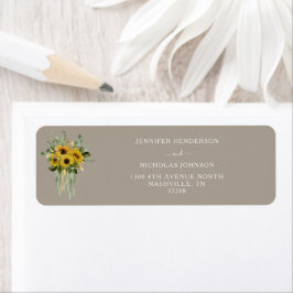 Etiqueta Elegante dirección del Boda Taupe Sunflowers