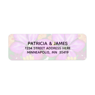Etiqueta Elegante dirección floral rosa morado