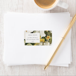 Etiqueta Elegante dirección floral Rústica Amarilla Daffodi