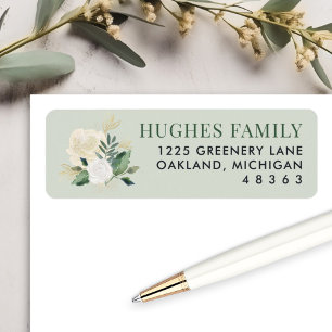 Etiqueta Elegante dirección floral verde dorada