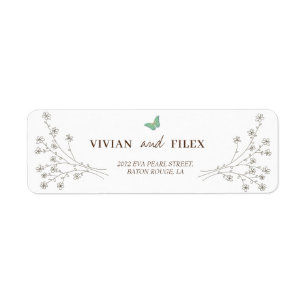 Etiqueta Elegante dirección Floral y Mini Butterfly Return